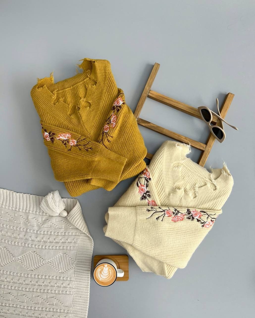 پلیور بافت لش آستین گلدوزی کد2996