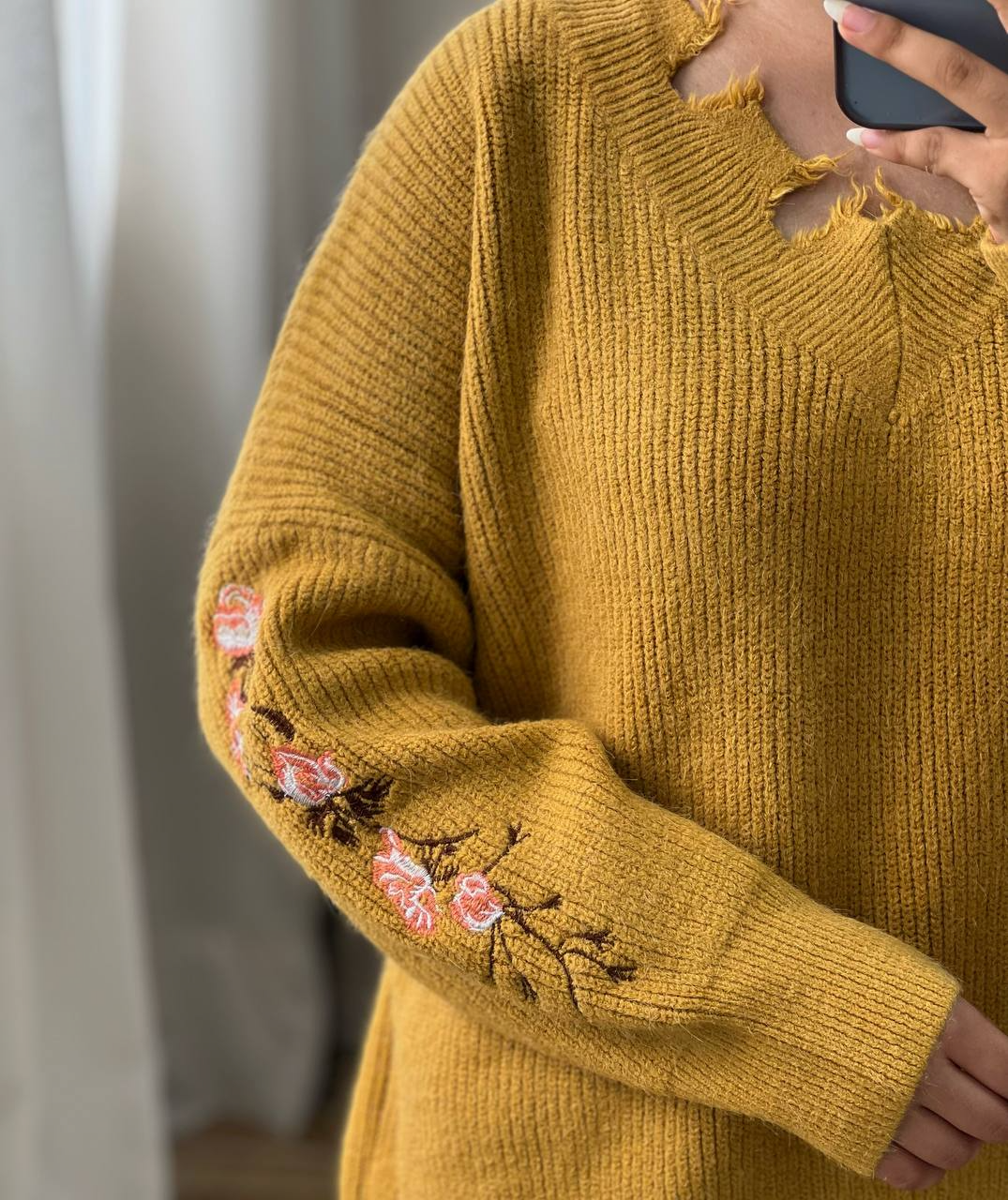 پلیور بافت لش آستین گلدوزی کد2996