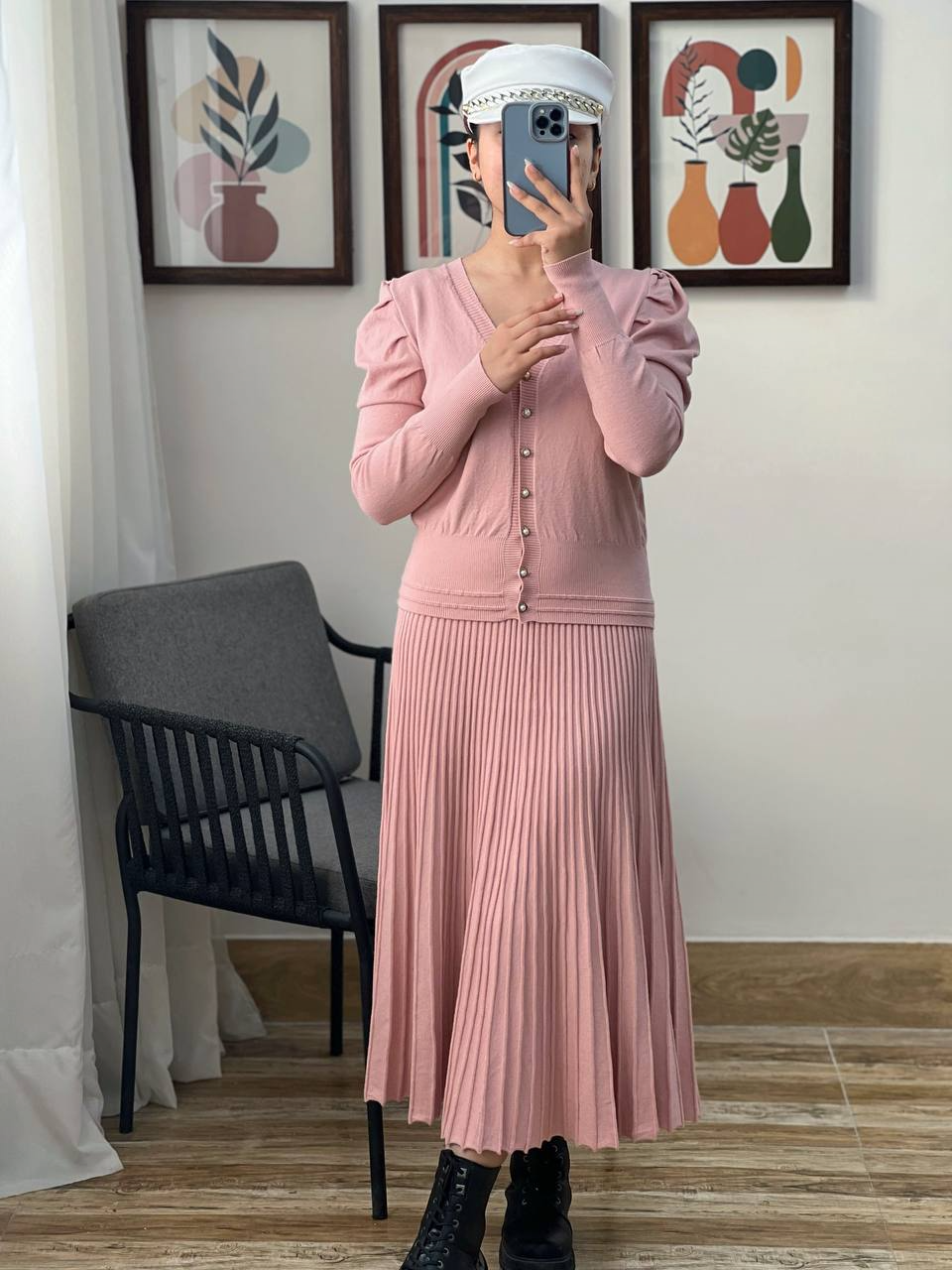 ست ژاکت و دامن بافت کد 2997