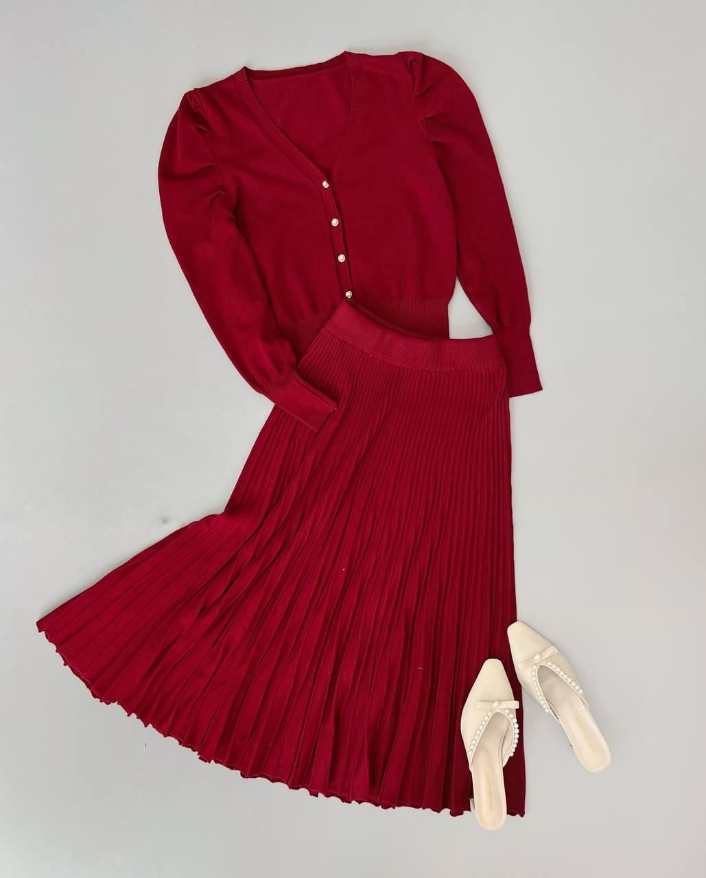 ست ژاکت و دامن بافت کد 2997