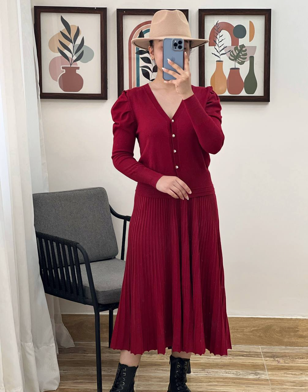 ست ژاکت و دامن بافت کد 2997