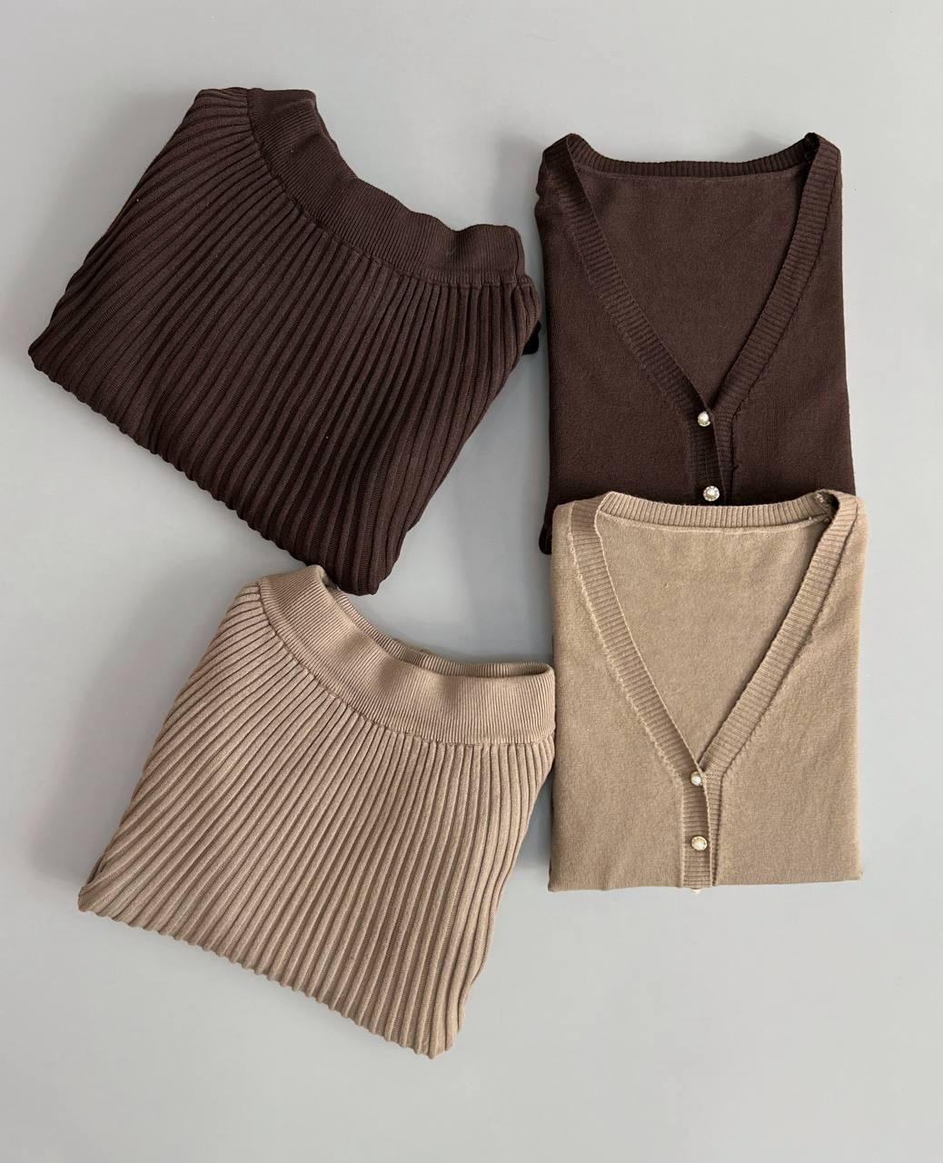 ست ژاکت و دامن بافت کد 2997