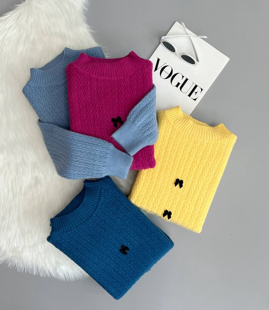 پلیور بافت یقه گرد پاپیون کد 2999