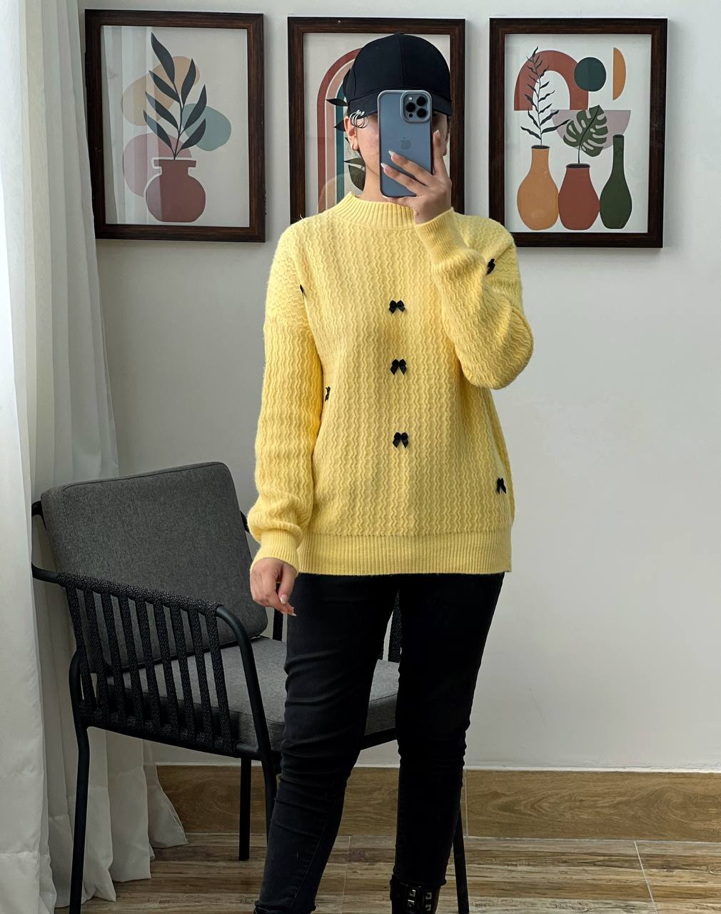 پلیور بافت یقه گرد پاپیون کد 2999