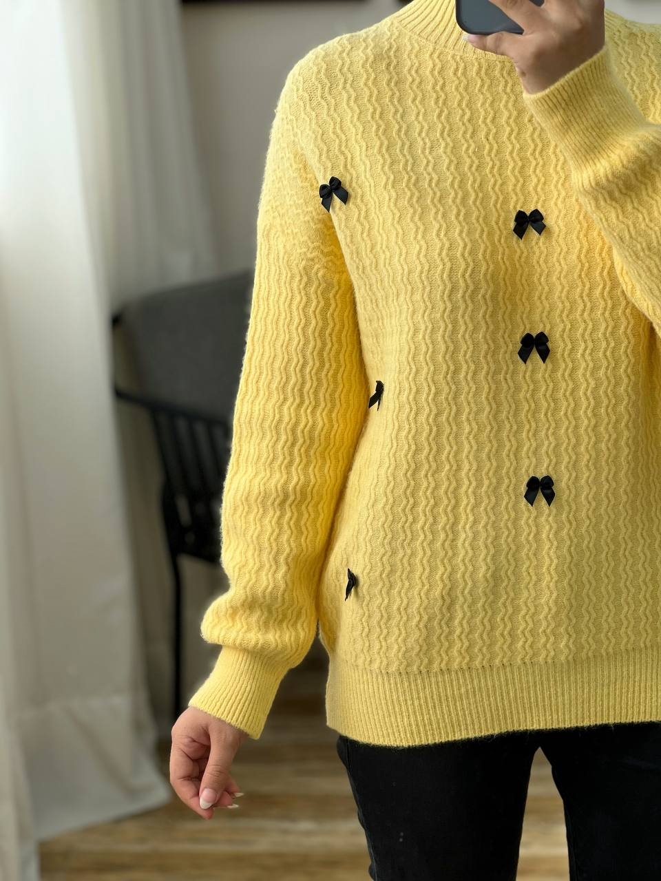 پلیور بافت یقه گرد پاپیون کد 2999