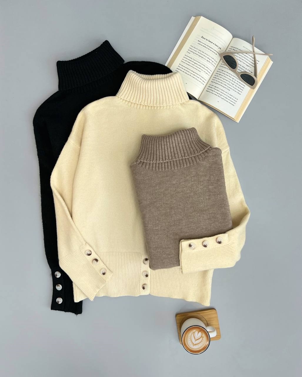 پلیور بافت یقه اسکی سه دکمه کد 3000