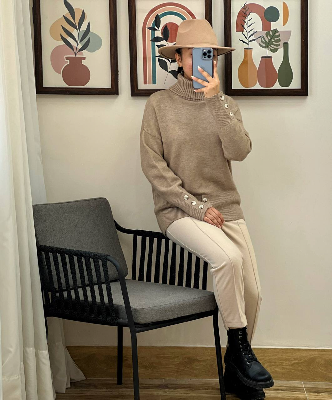 پلیور بافت یقه اسکی سه دکمه کد 3000