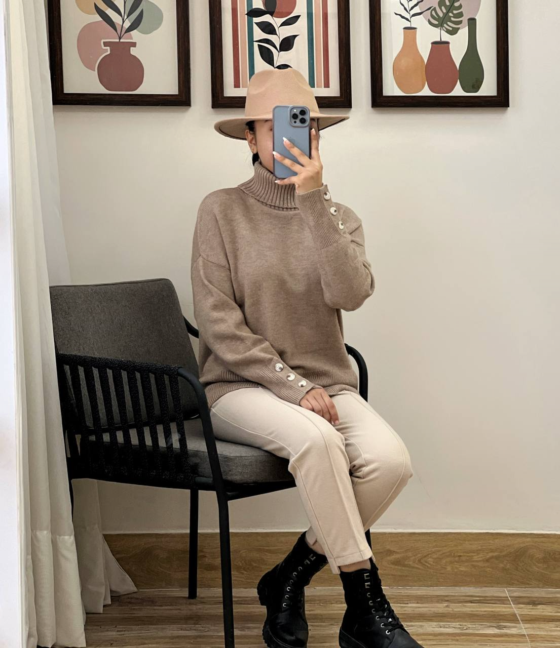 پلیور بافت یقه اسکی سه دکمه کد 3000