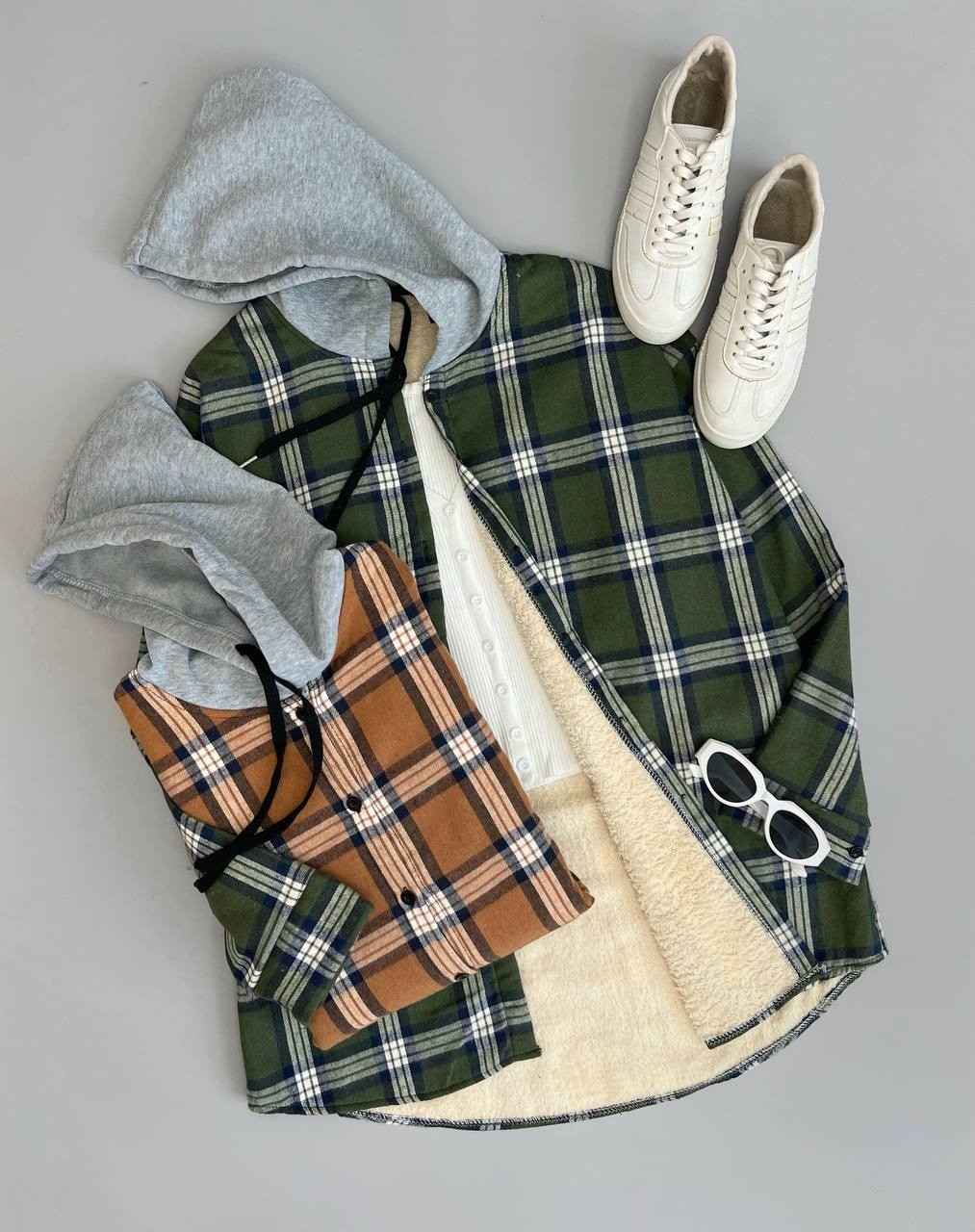 شومیز چهار خونه مانتویی آستر خزدار کد 3002