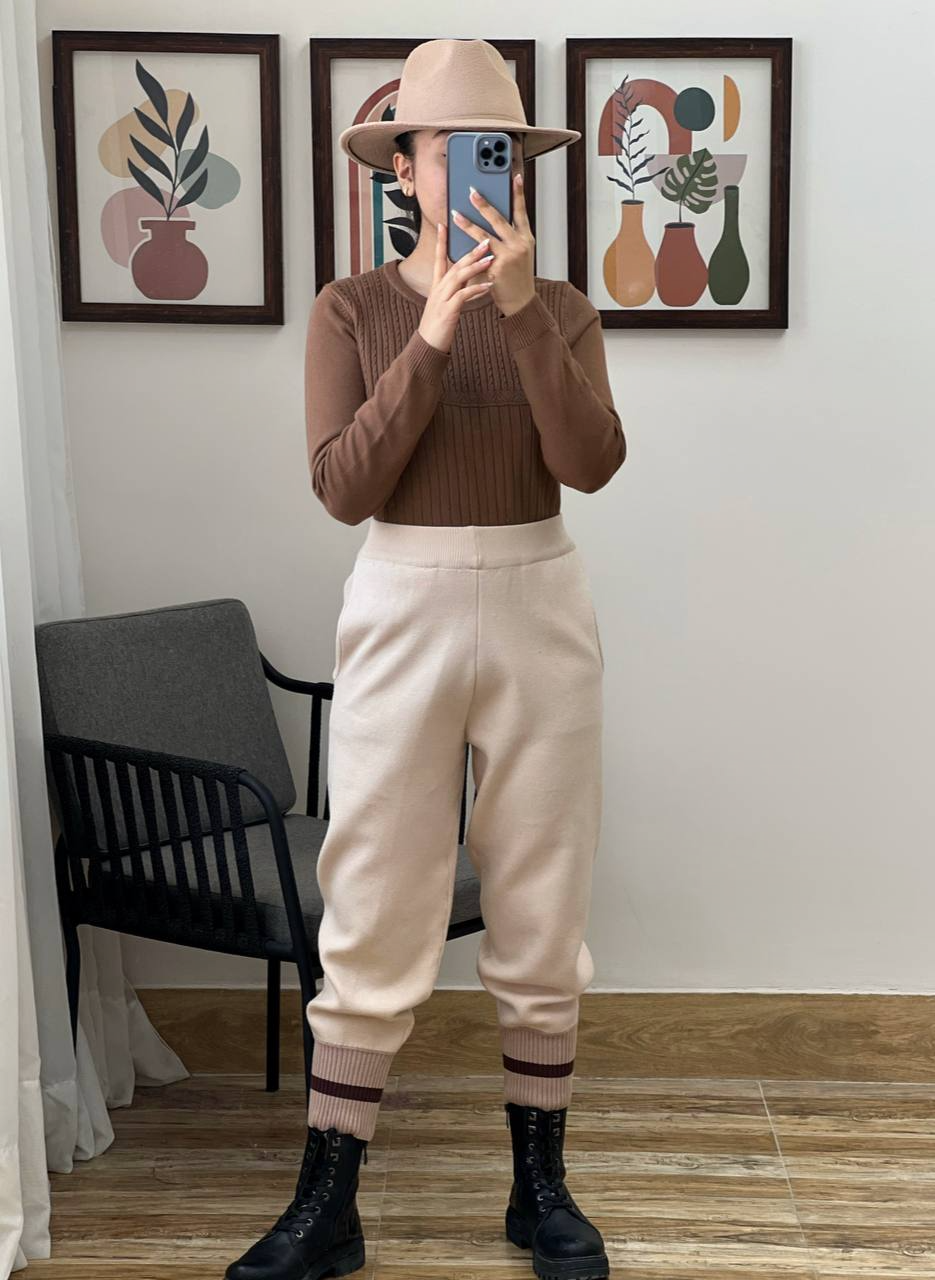 شلوار بافت دو رنگ کد 3003