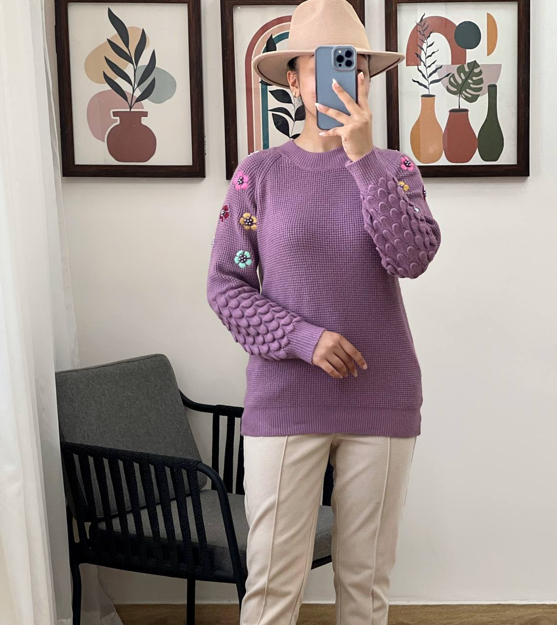 پلیور بافت گلدوزی و مهره دوزی کد 3006