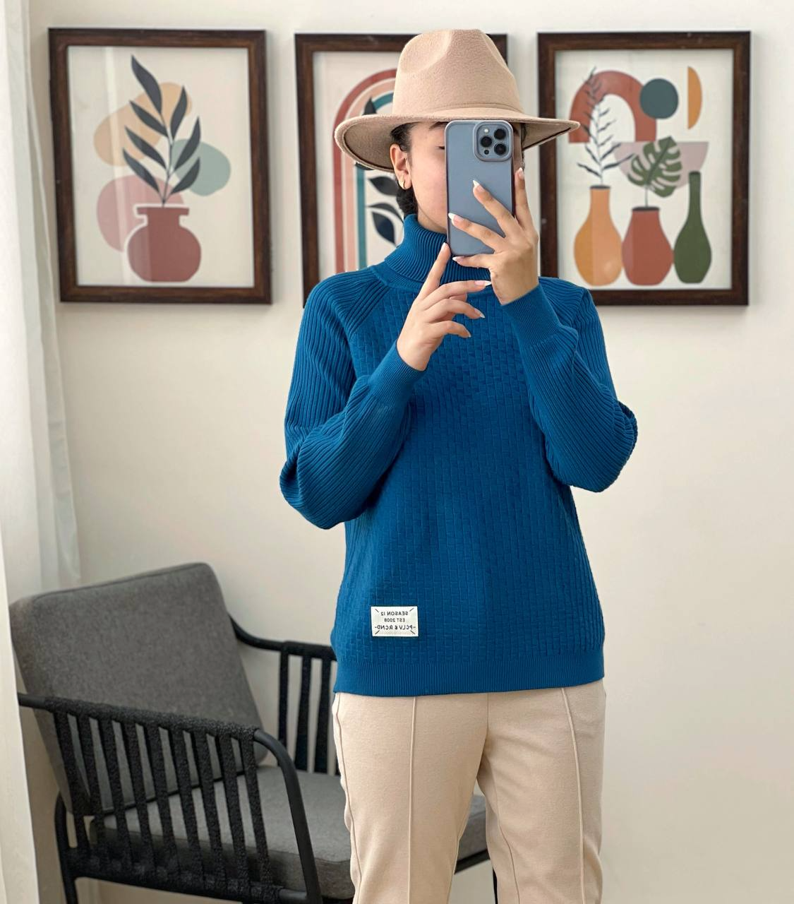 پلیور بافت یقه اسکی کد 3007