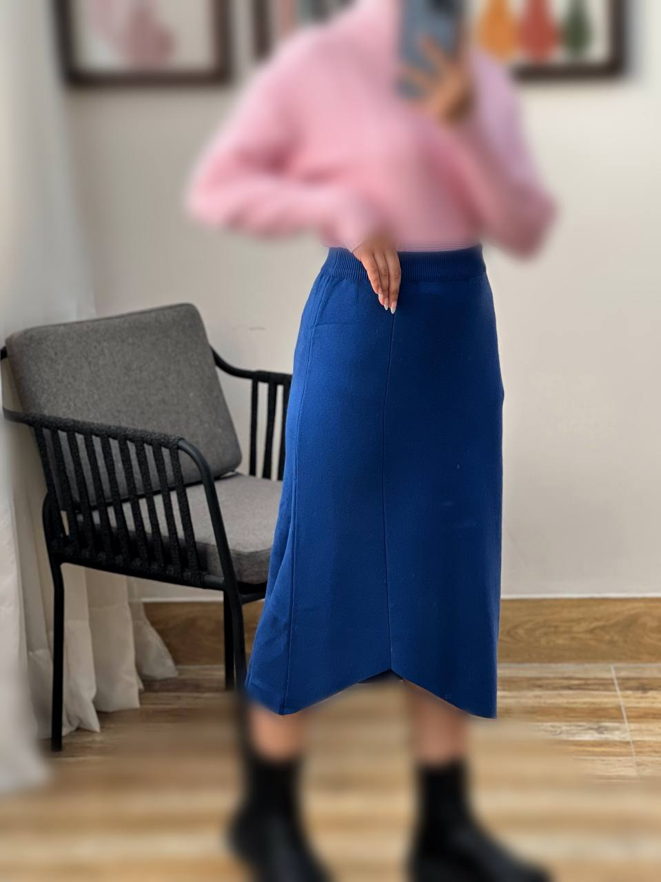 دامن بافت بغل چاک هلال کد 3009