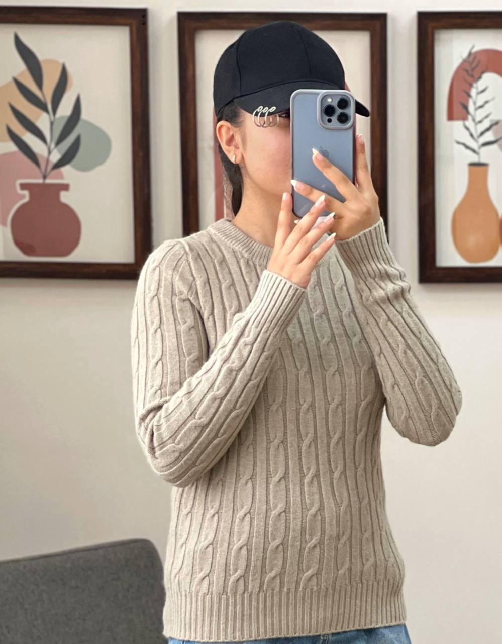 پلیور بافت زنجیری یقه گرد 2 کد 3011