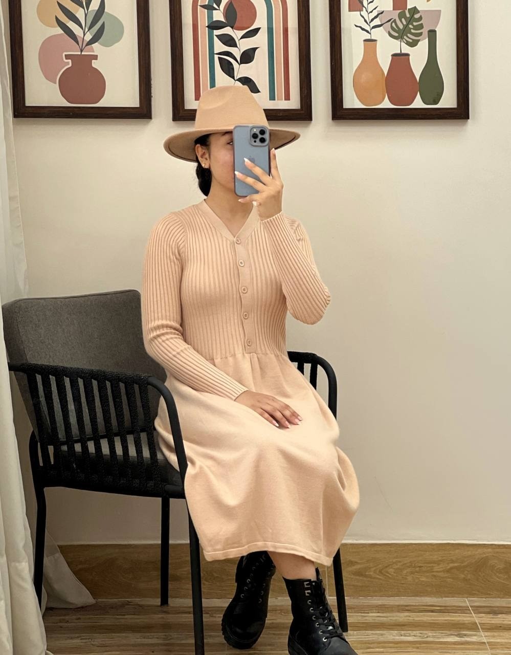 پیراهن بافت کمر چین کد 3015