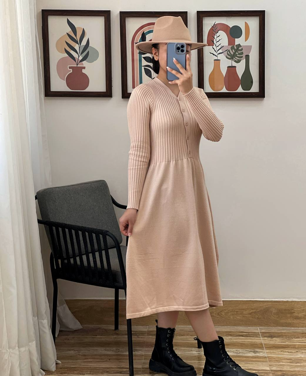 پیراهن بافت کمر چین کد 3015