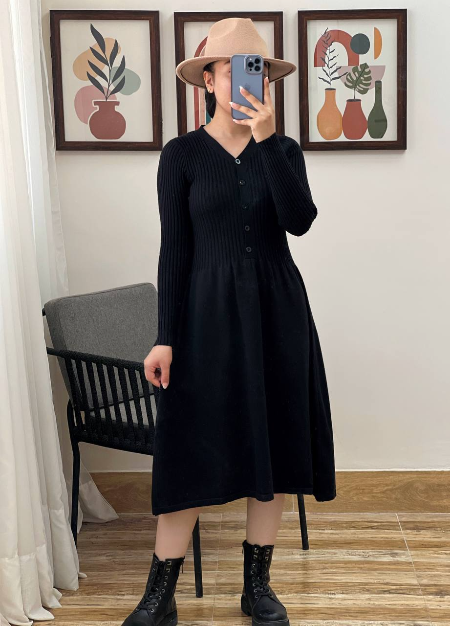 پیراهن بافت کمر چین کد 3015