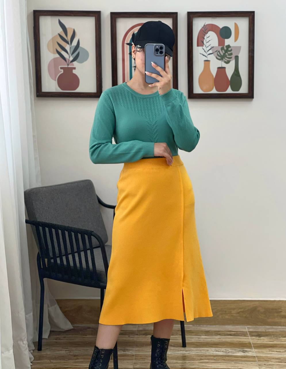 دامن بافت بغل چاک کد 3022