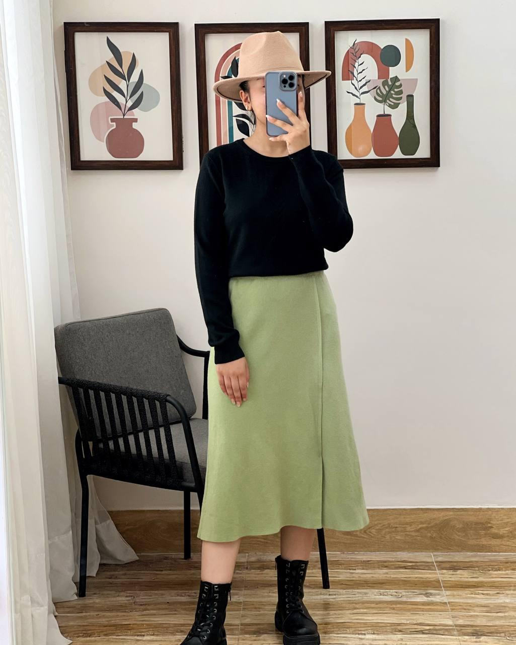 دامن بافت بغل چاک کد 3022