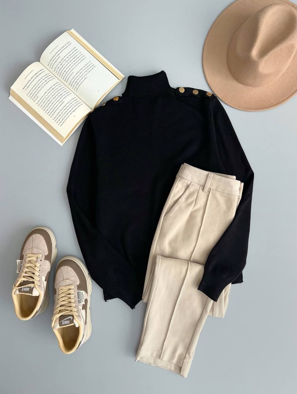 پلیور بافت یقه اسکی مشکی کد 3024