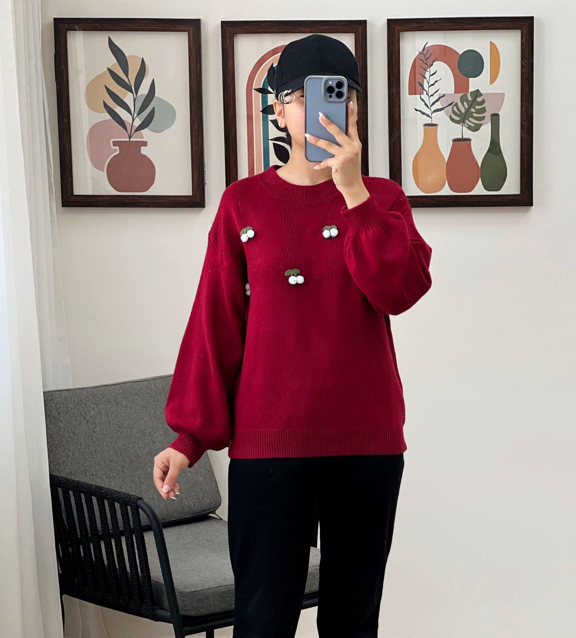 پلیور بافت آلبالو کد 3029