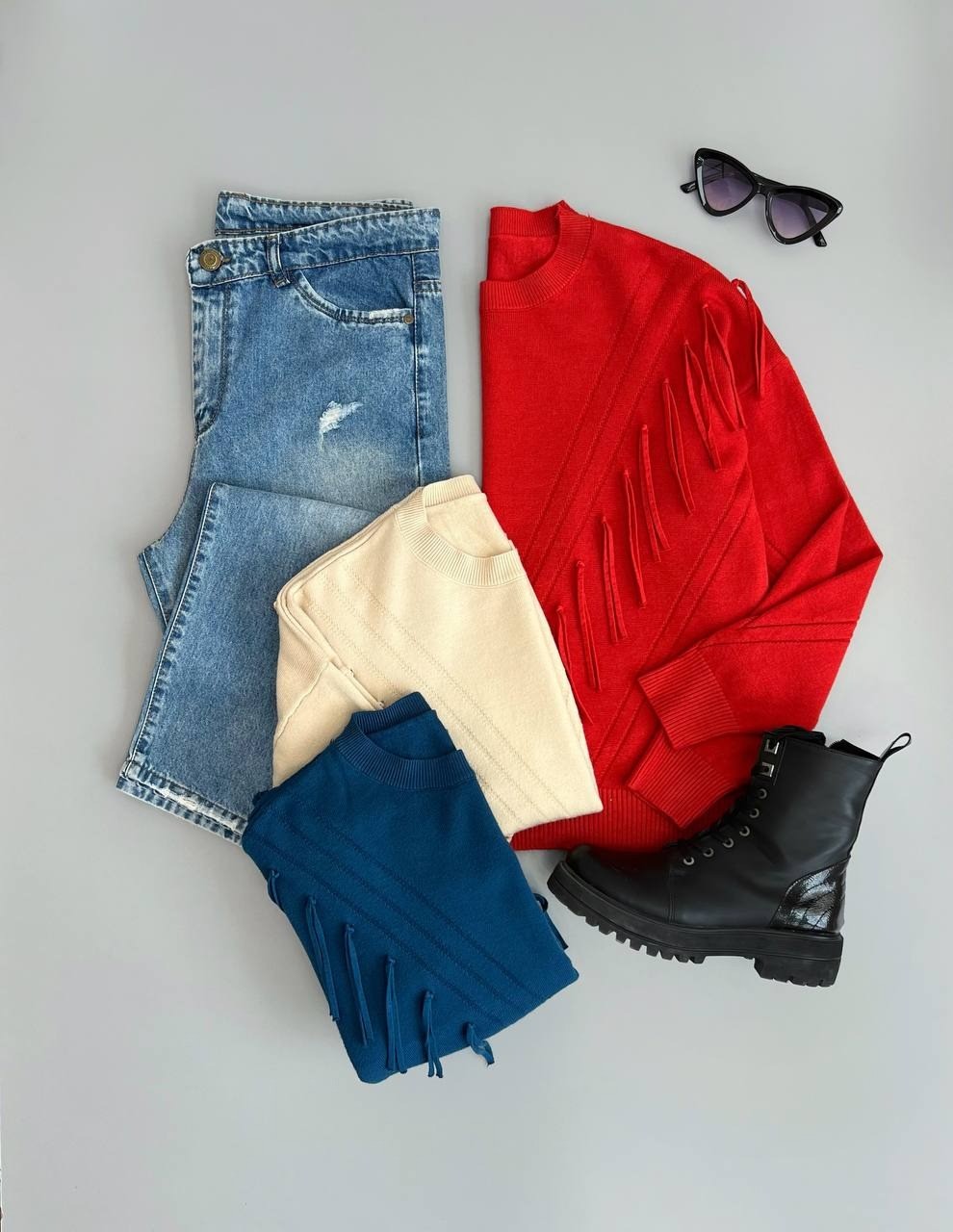 پلیور بافت ریشه ای یقه گرد کد 3030