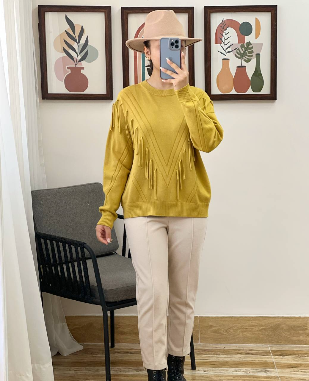 پلیور بافت ریشه ای یقه گرد کد 3030