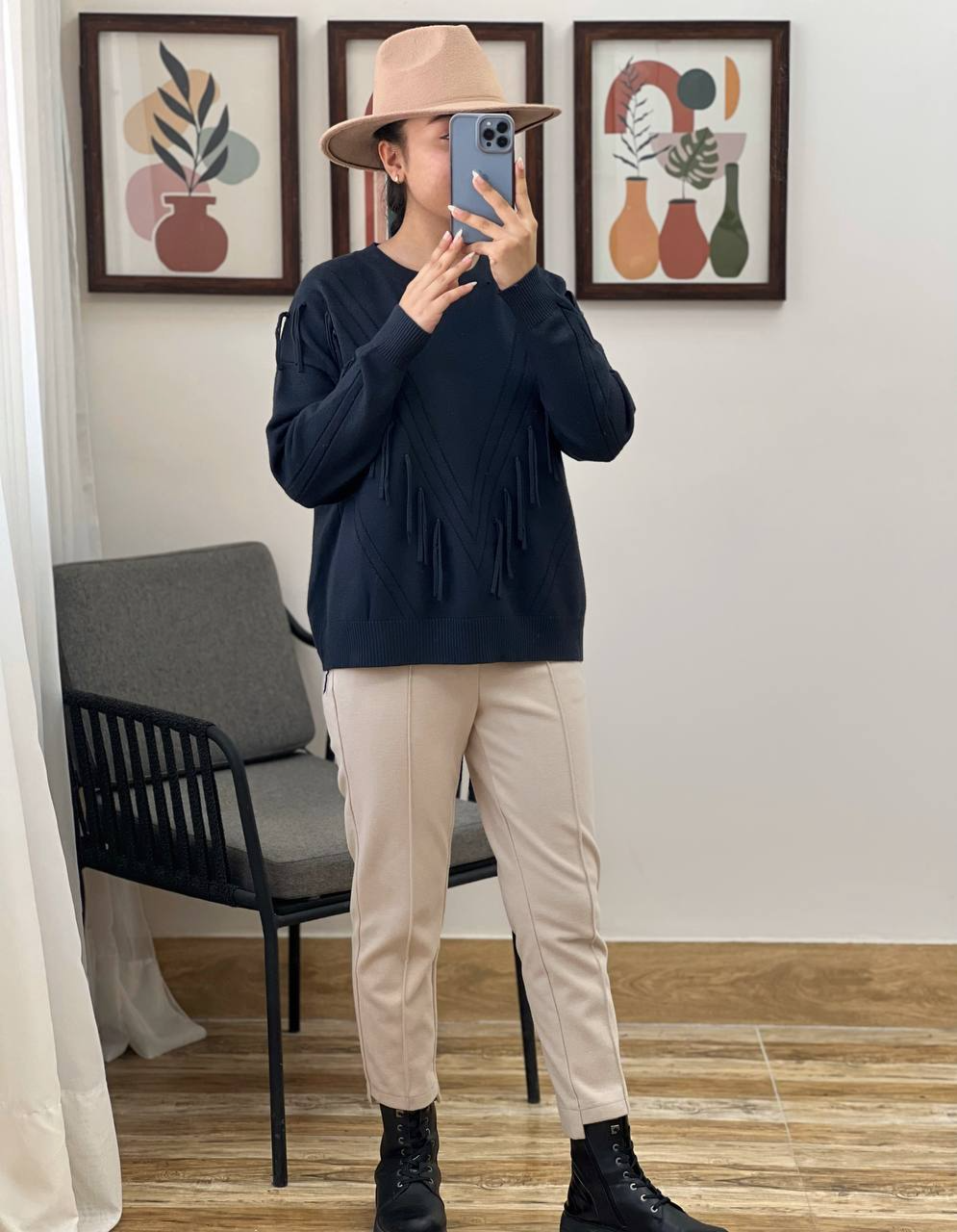 پلیور بافت ریشه ای یقه گرد کد 3030