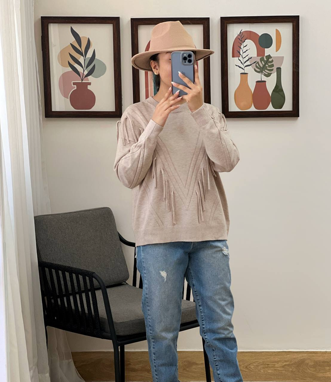 پلیور بافت ریشه ای یقه گرد کد 3030