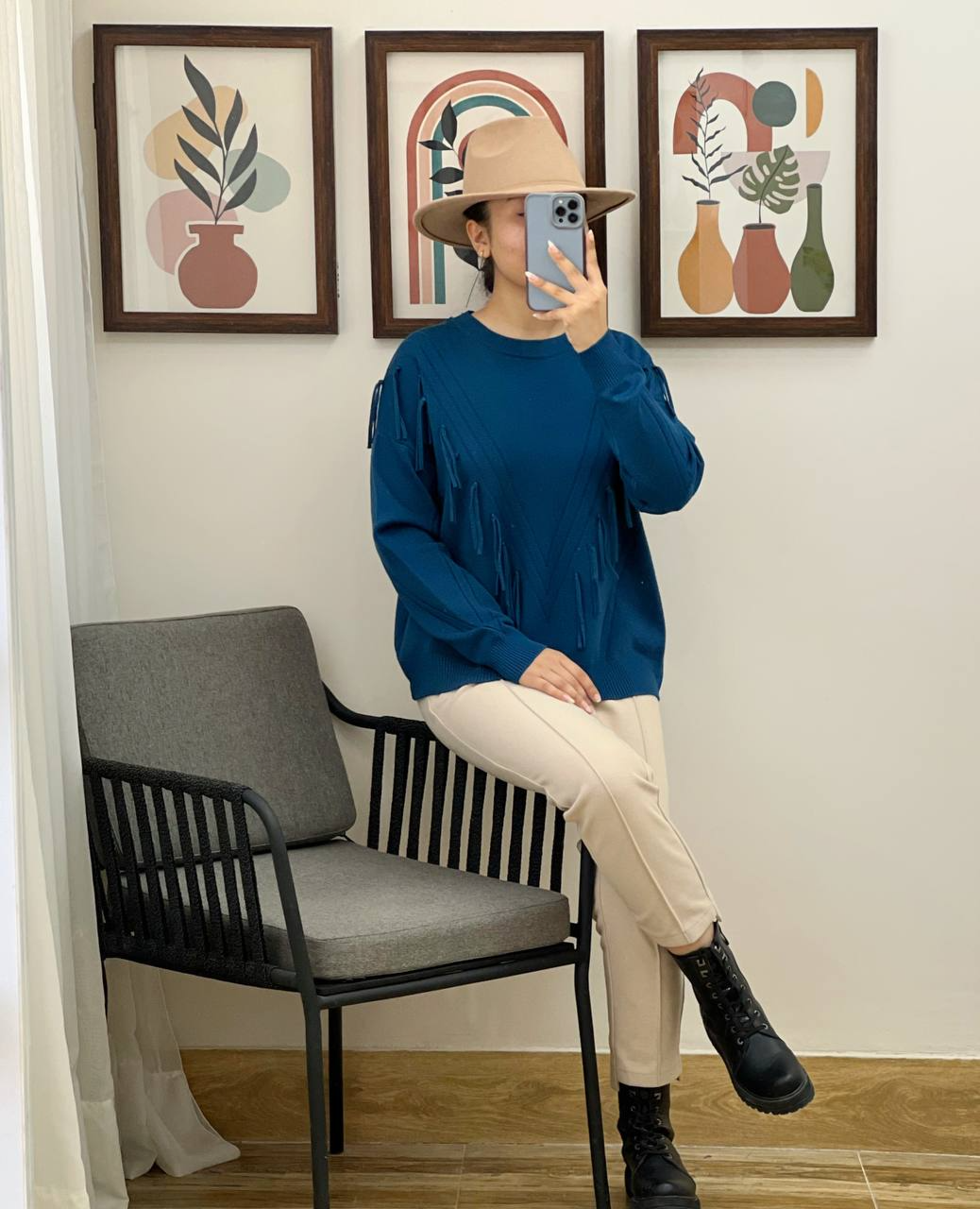 پلیور بافت ریشه ای یقه گرد کد 3030