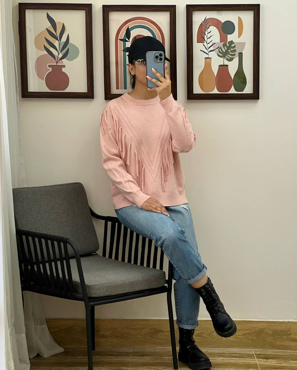 پلیور بافت ریشه ای یقه گرد کد 3030