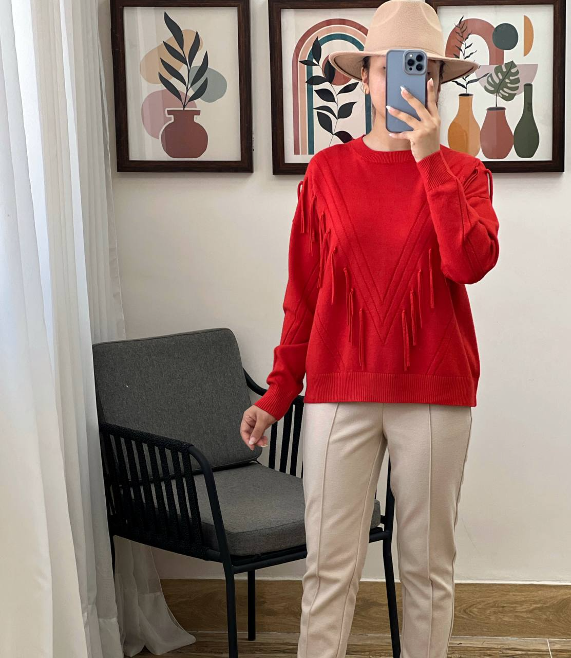 پلیور بافت ریشه ای یقه گرد کد 3030