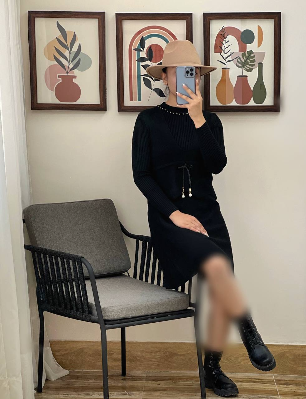 ست تونیک و رویی مشکی کد 3033