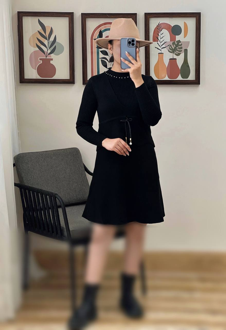 ست تونیک و رویی مشکی کد 3033