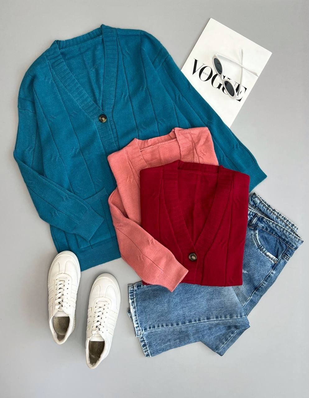 ژاکت بافت جلو دکمه کد 3036