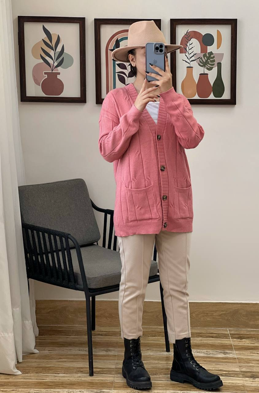 ژاکت بافت جلو دکمه کد 3036