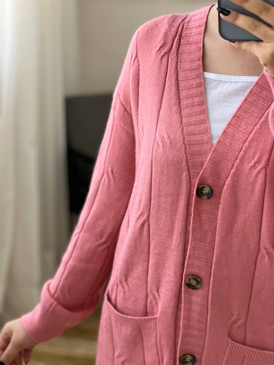 ژاکت بافت جلو دکمه کد 3036