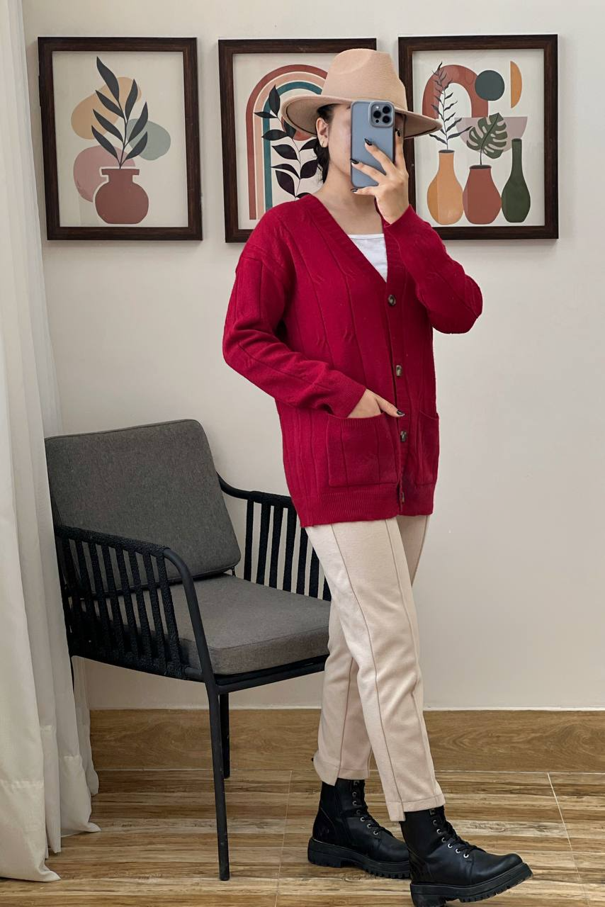 ژاکت بافت جلو دکمه کد 3036