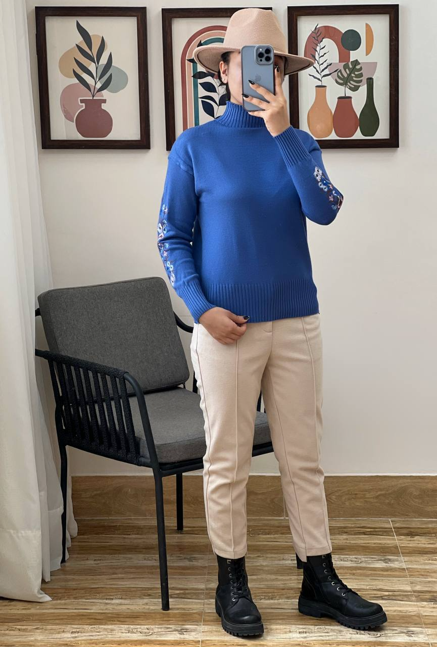 پلیور بافت آستین گلدوزی پنج رنگ کد 3037