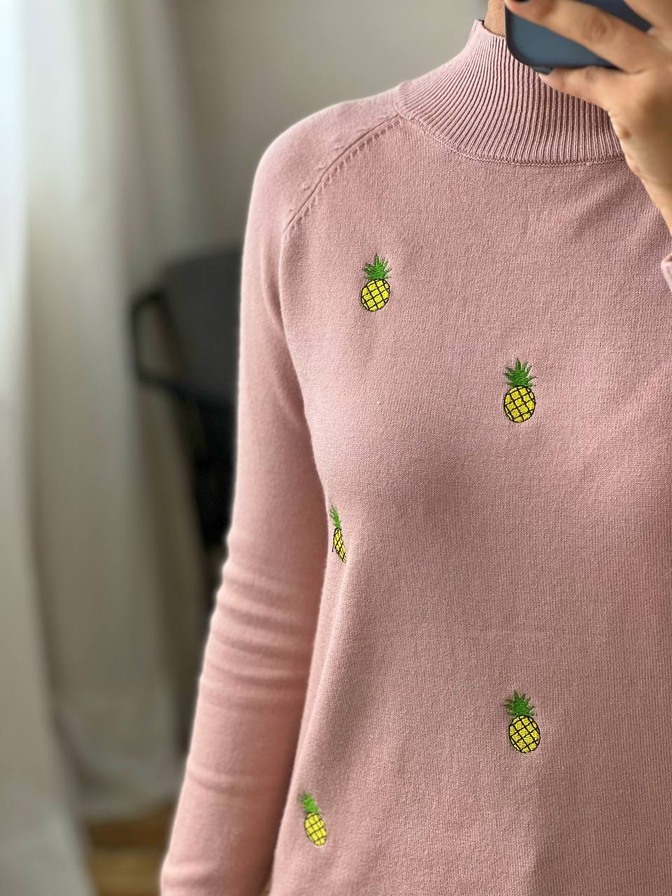 پلیور بافت گلدوزی شده اناناس کد 3038