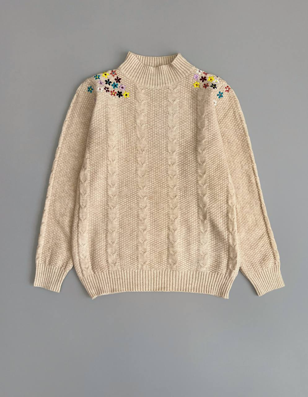 پلیور بافت سرشانه گلدوزی زنجیری کد 3045