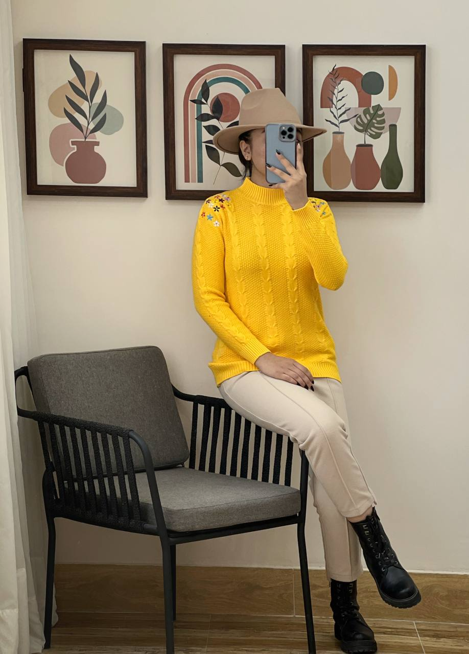 پلیور بافت سرشانه گلدوزی زنجیری کد 3045