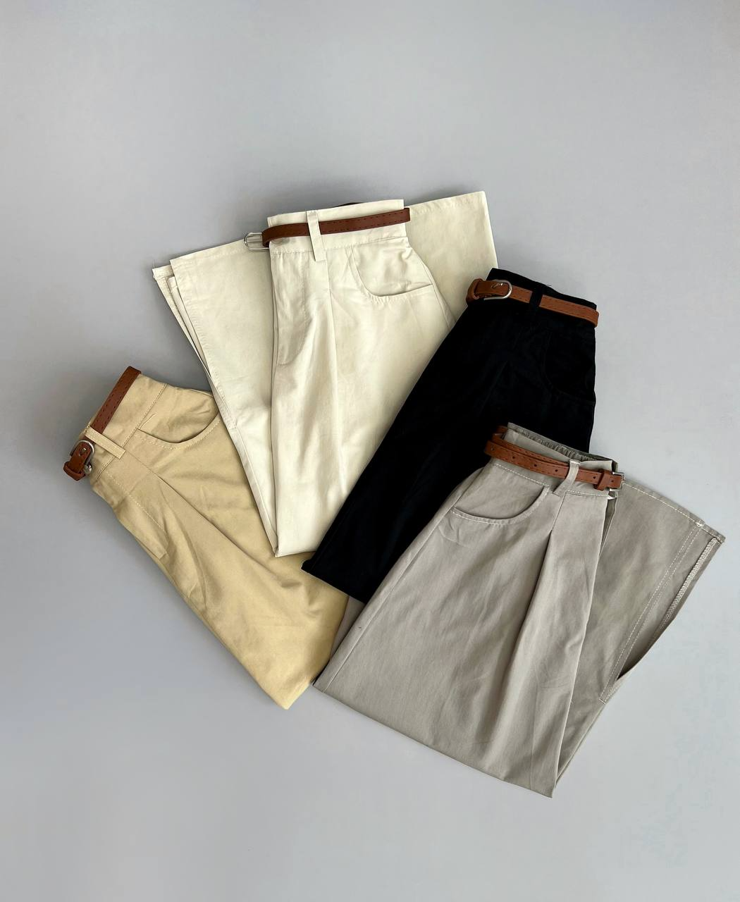 دامن کتان پیلی دار بهمراه کمربند کد 3054