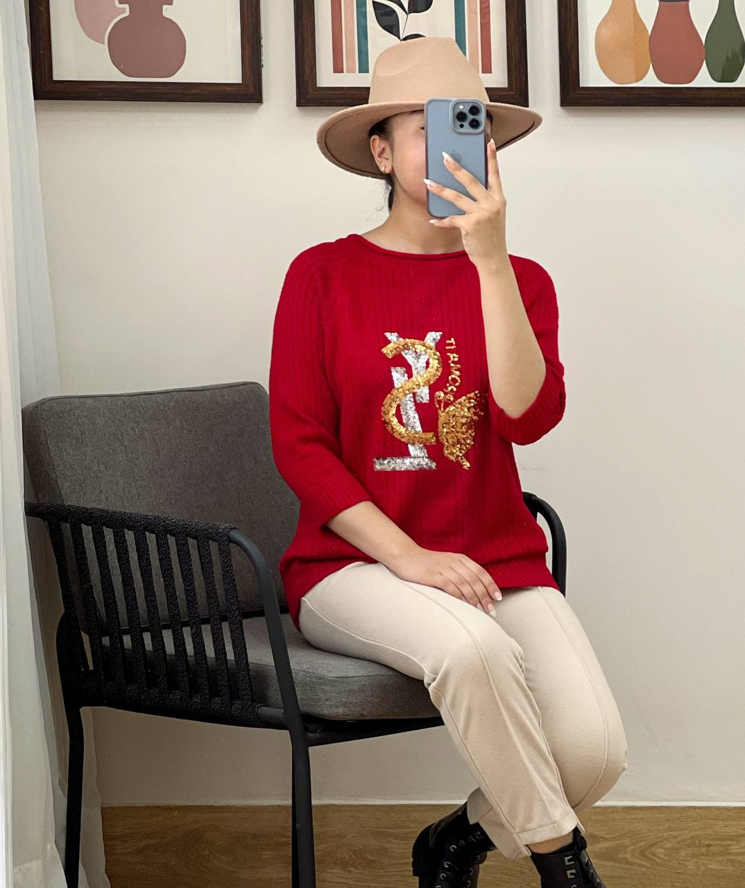 پلیور بافت پولک دوزی مدل 2 کد 3056