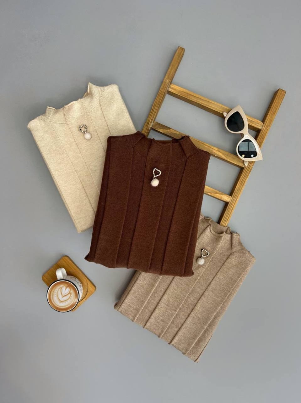 پلیور بافت سنجاق قلب کد 3057