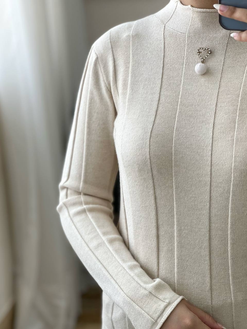 پلیور بافت سنجاق قلب کد 3057