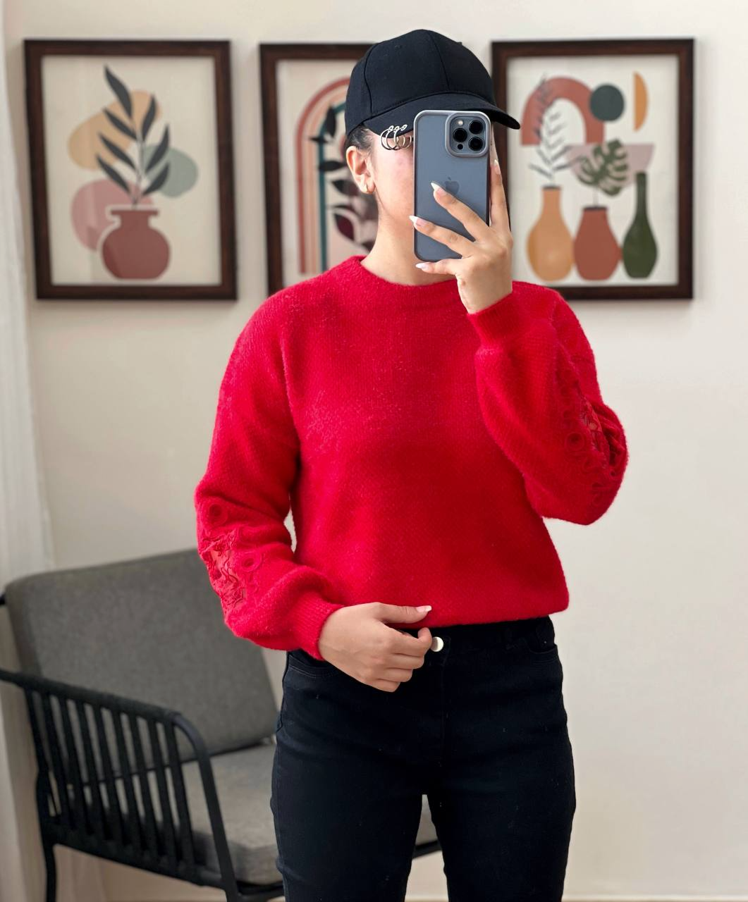 پلیور بافت مخمل موهر دار کد 3058