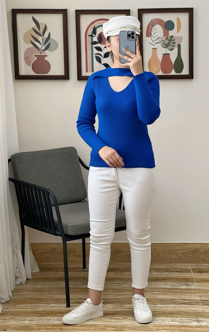 پلیور بافت یقه هفت کبریتی کد 3062