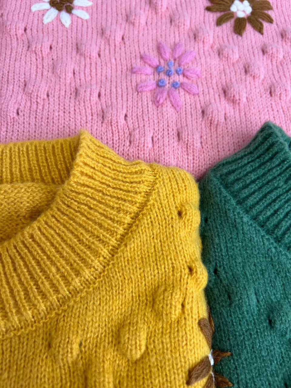 پلیور بافت گلدوزی گل برجسته کد 3065