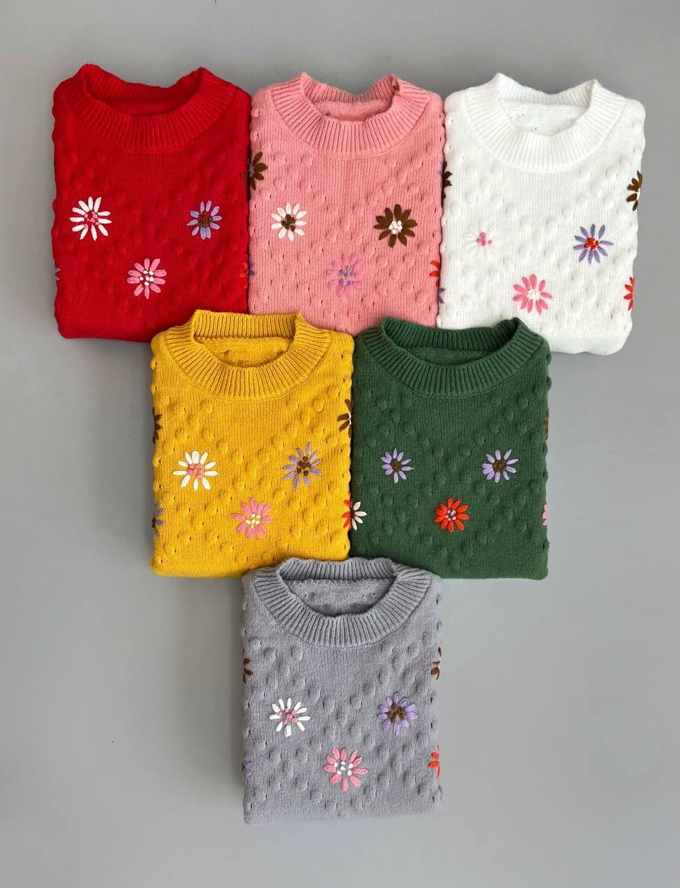 پلیور بافت گلدوزی گل برجسته کد 3065